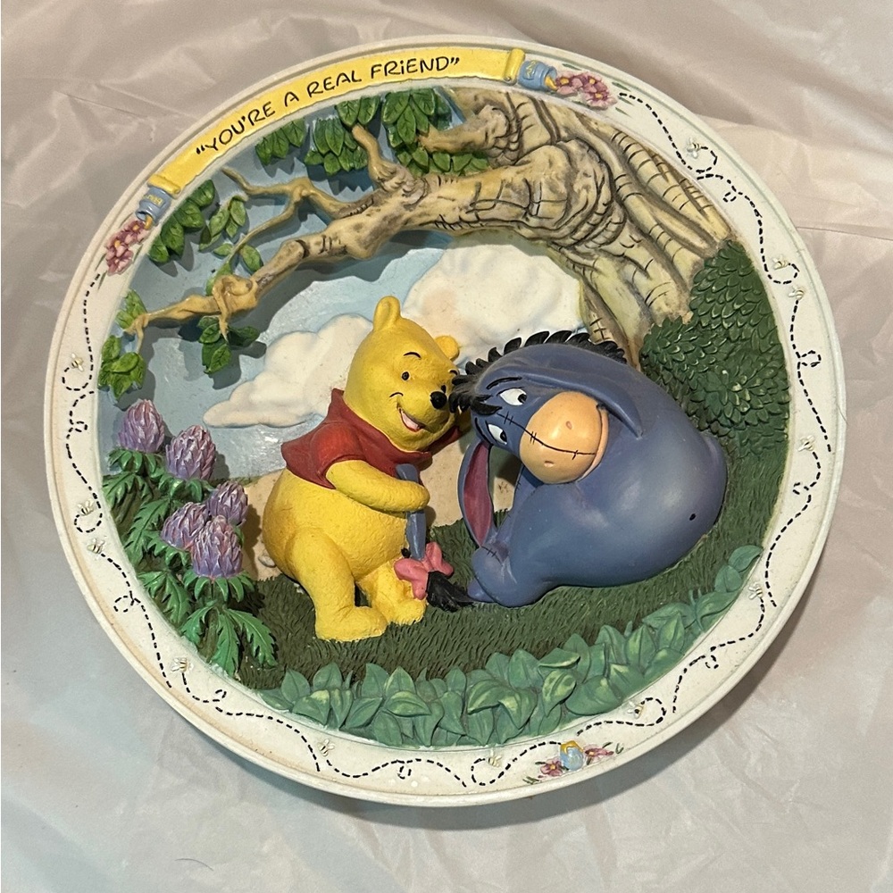 COLLECTOR ITEM. Winnie the Pooh and Eeyore Wall Plate - Yellow/Blue